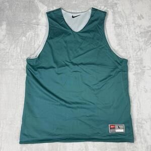 Vintage Nike Team Reversible Mesh Basketball Jersey Green White Sleeveless Sz L